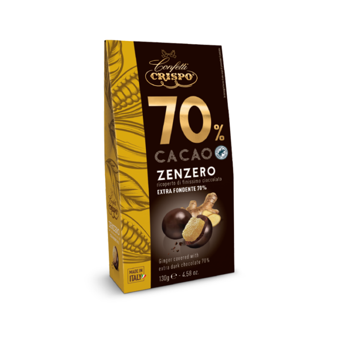Crispo zenzero ricoperto di cioccolato fondente - 130g
