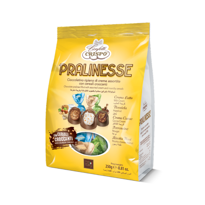 Crispo Pralinesse latte noci cacao torroncino ricotta e noci - 250g