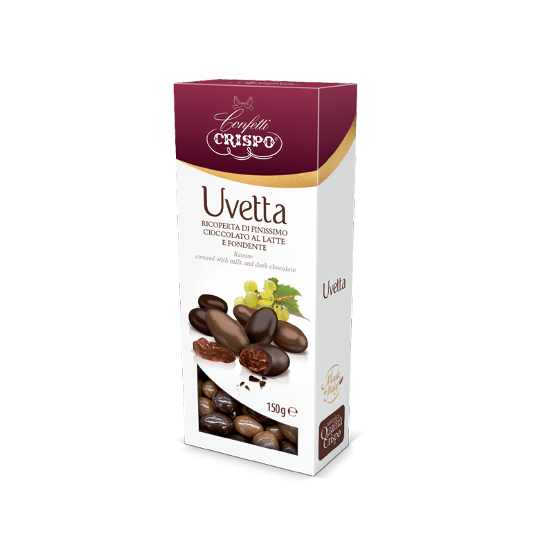 Crispo Uvetta ricoperta di cioccolato a latte e fondente - 130g