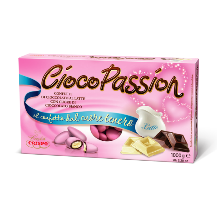 Crispo CiocoPassion cioccolato al latte con cuore bianco rosa - 1000g