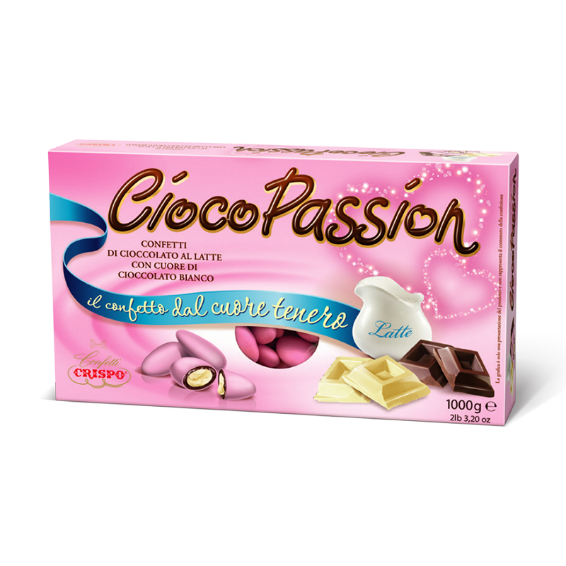 Crispo CiocoPassion cioccolato al latte con cuore bianco rosa - 1000g