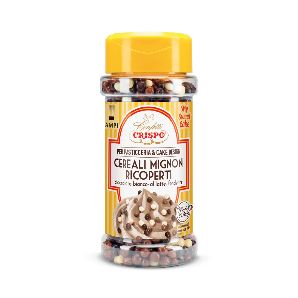 Cereali mignon ricoperti di cioccolato bianco al latte e fondente