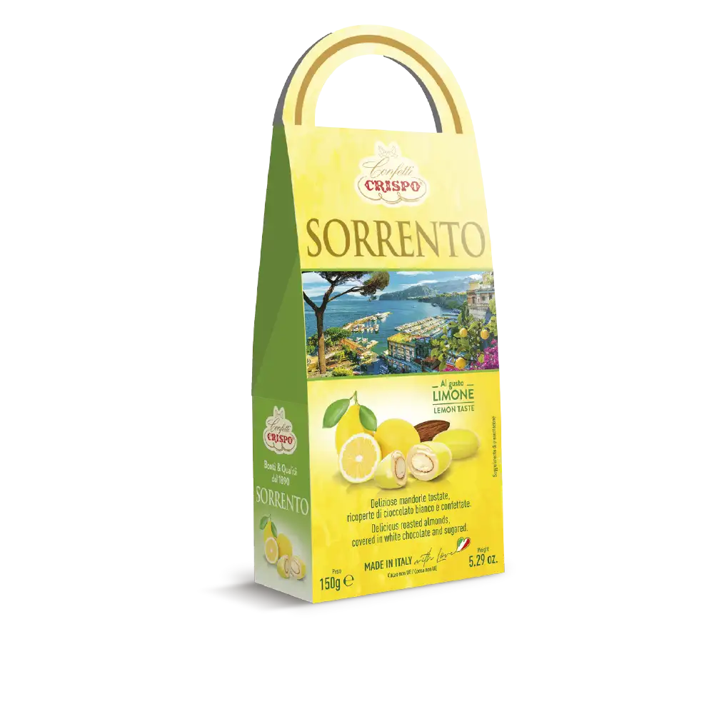 Deliziose mandorle tostate ricoperte di cioccolato bianco al gusto Limone e confettate