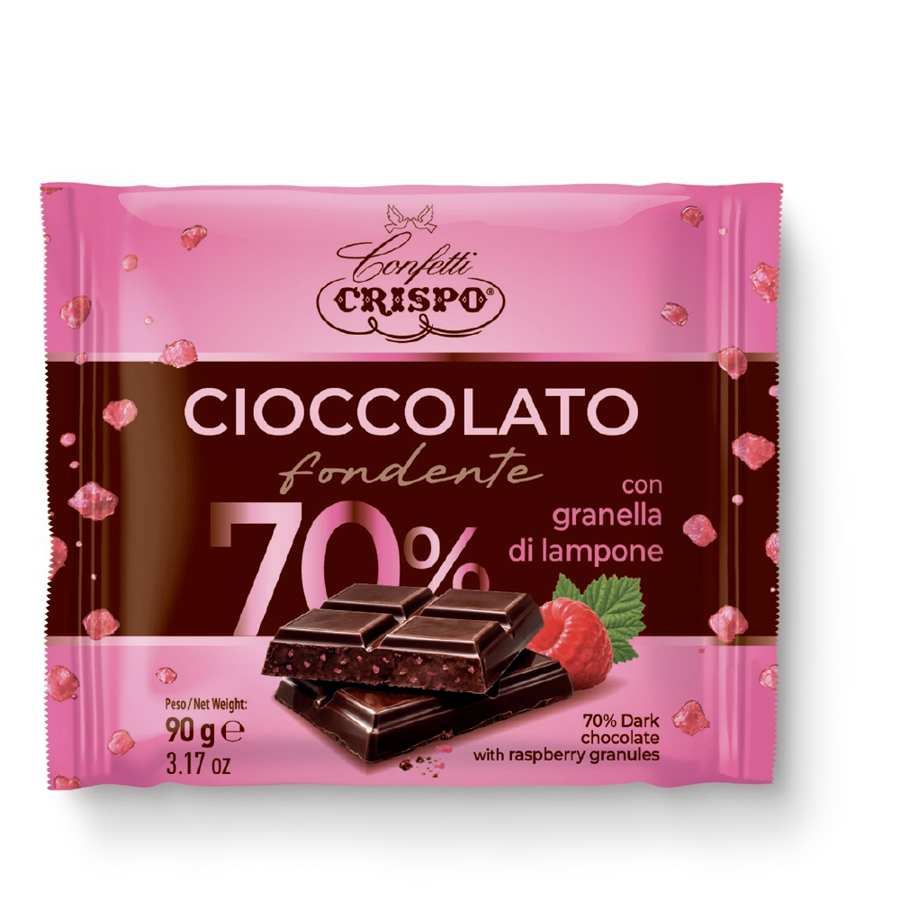 cioccolato fondente 70% granella lamponi