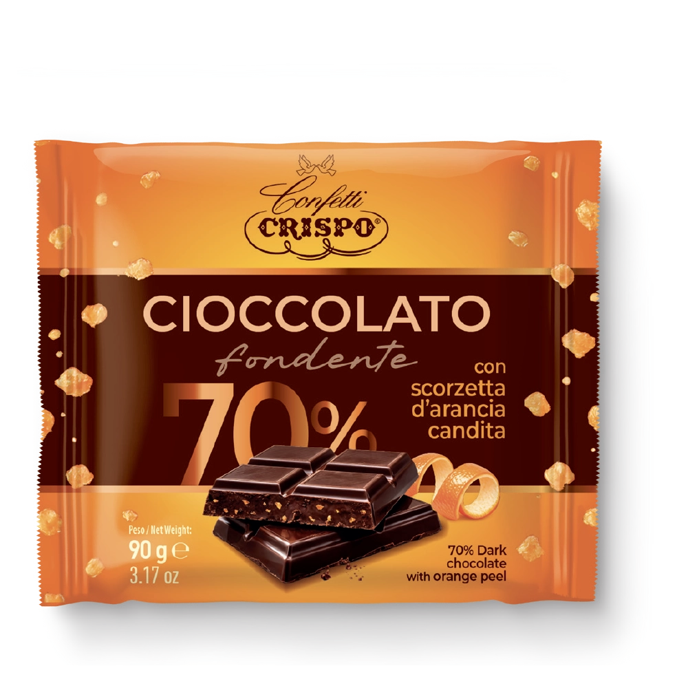 cioccolato fondente 70% scorzette arancia