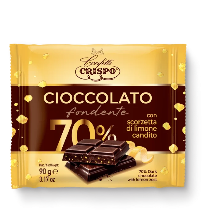 cioccolato fondente 70% scorzette limone