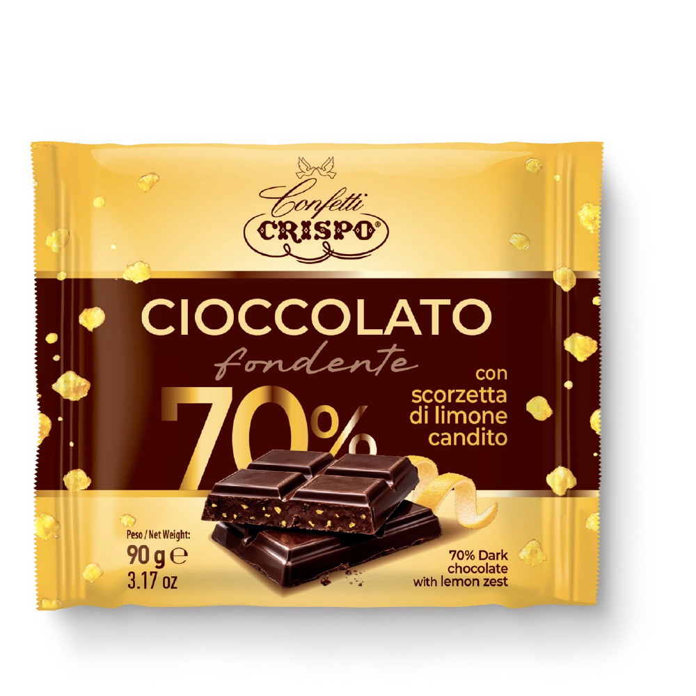 cioccolato fondente 70% scorzette limone