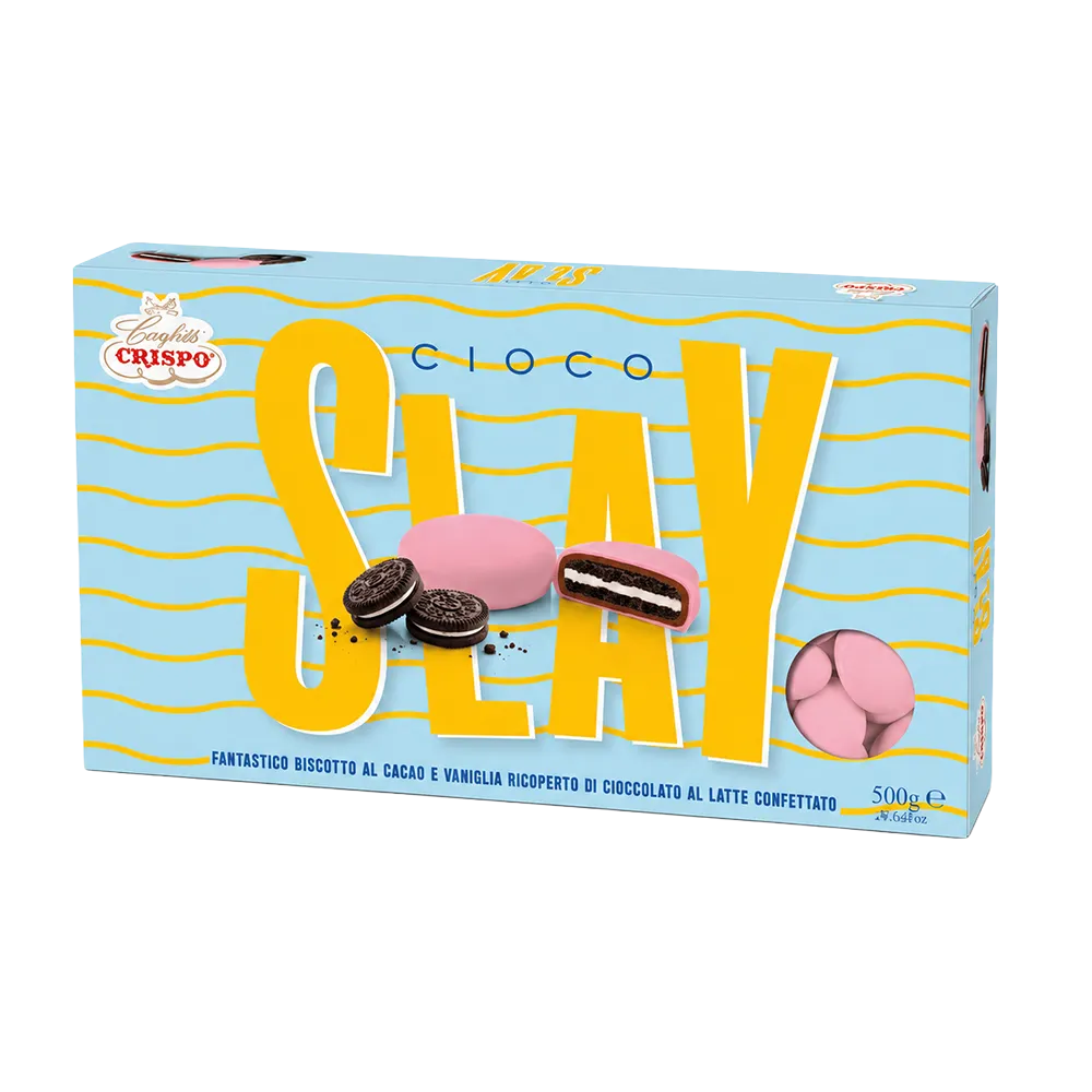 cioco slay rosa biscotto al cioccolato confettato