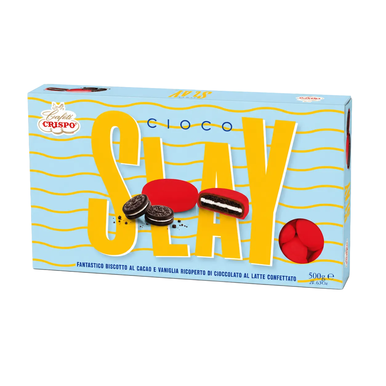 cioco slay rosso biscotto al cioccolato confettato