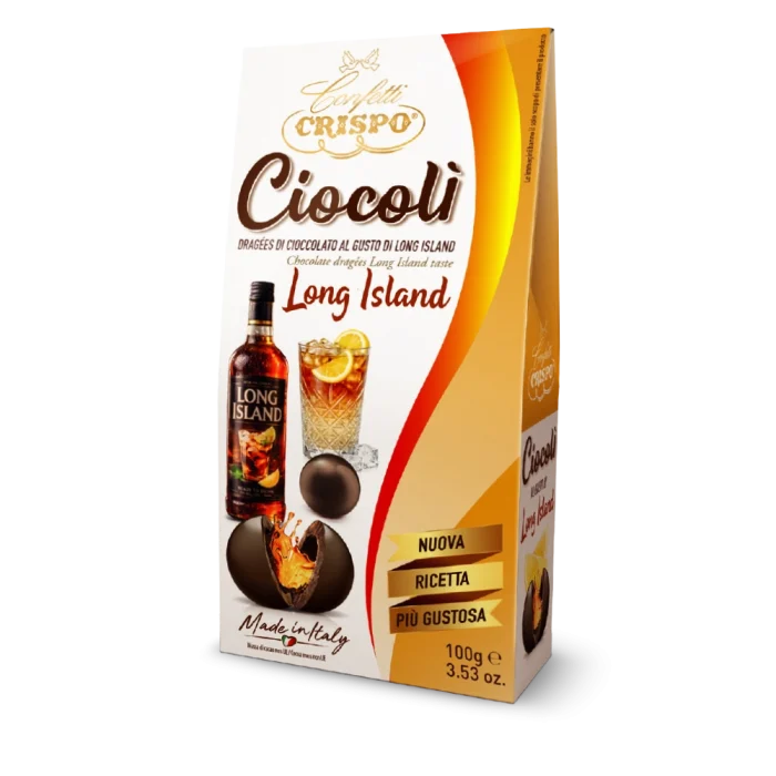 Dragées al gusto di Long Island ricoperti di cioccolato fondente