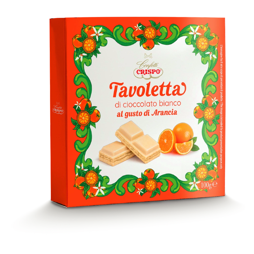 Tavoletta di cioccolato bianco con crema al gusto di Arancia