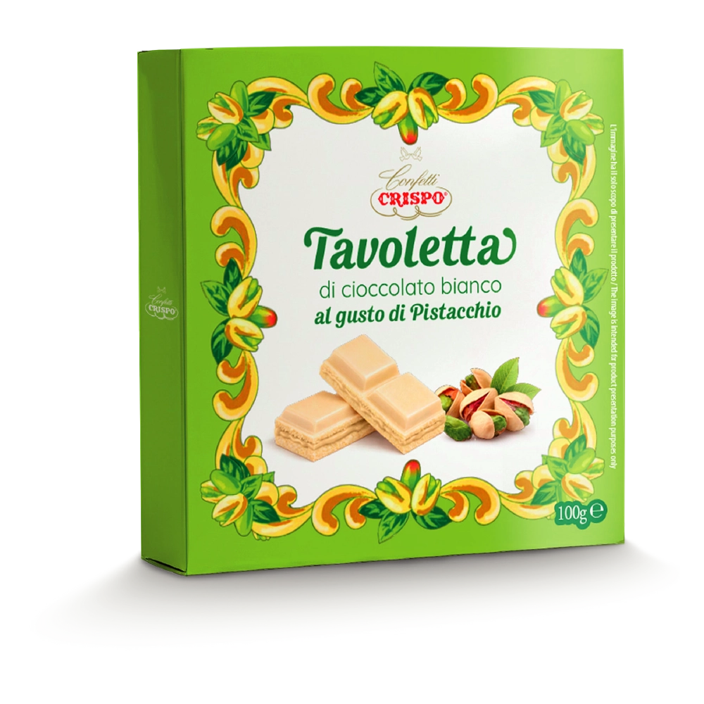 Tavoletta di cioccolato bianco con crema al gusto Pistacchio